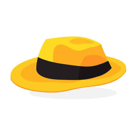 Yellow summer hat icon. Accessory for the protectionのイラスト素材