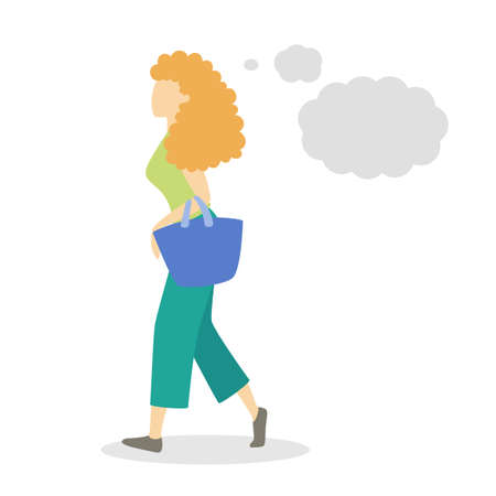 Woman walking and talking using speech bubbleのイラスト素材