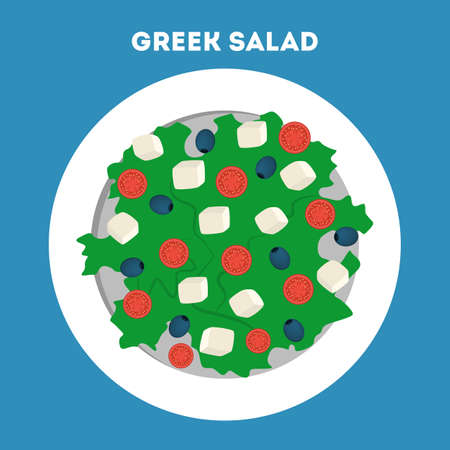 Greek salad in a bowl. Organic healthy foodのイラスト素材