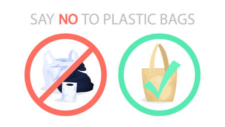Say no to plastic bag ecological web banner concept