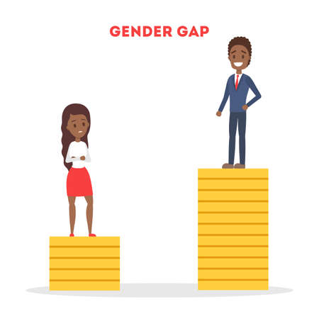 Gender gap web banner concept. Idea of different salaryのイラスト素材