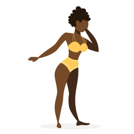 Beautiful woman standing in the yellow bikini.のイラスト素材