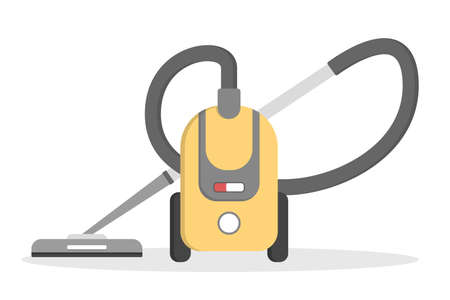 Yellow vacuum cleaner. Domestic appliance for houseworkのイラスト素材
