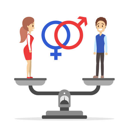 Gender gap web banner concept. Idea of different salaryのイラスト素材