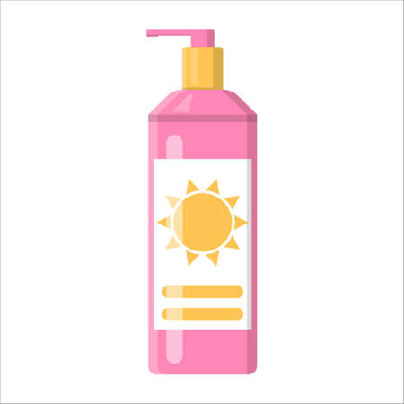 Sunscreen cream bottle. Lotion for skin protectionのイラスト素材