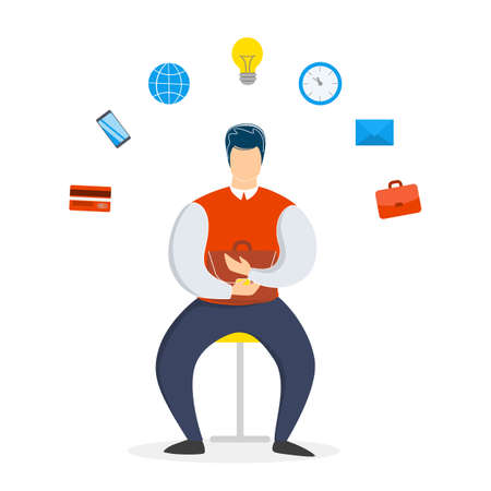 Businessman or office worker sitting in the suitのイラスト素材