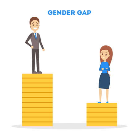Gender gap web banner concept. Idea of different salaryのイラスト素材