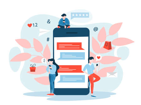 Mobile marketing concept. Idea of digital communication and e-commerce.のイラスト素材