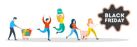 Happy customer on the black friday sale web banner conceptのイラスト素材