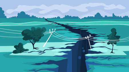 Earthquake concept. Natural disaster, a giant crackのイラスト素材