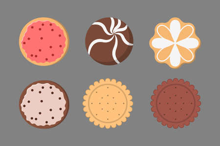 Cookie set. Collection of sweet bakery with chocolateのイラスト素材