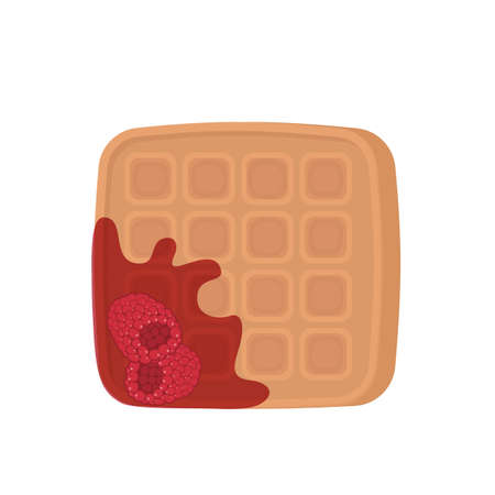 Sweet tasty waffle with a raspberry creamのイラスト素材