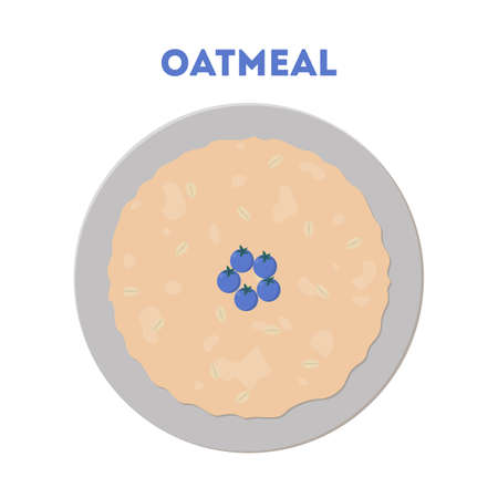 Porridge or oatmeal for breakfast. Hot plateのイラスト素材
