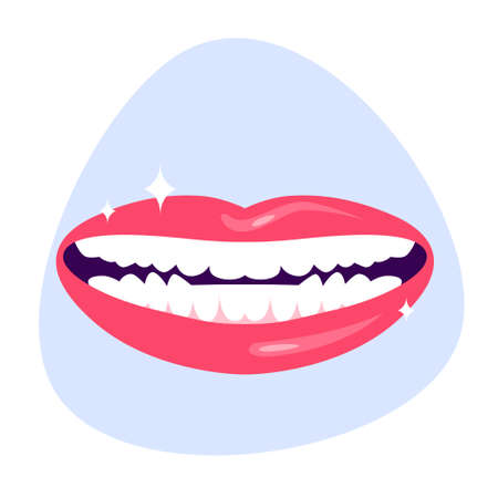 Smiling mouth with white clean teeth. Idea of oral hygieneのイラスト素材