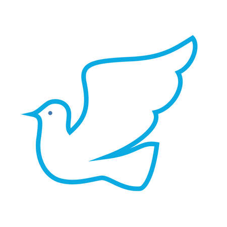 Blue dove icon. Beautiful bird, symbol of the peaceのイラスト素材