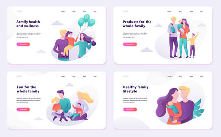 Family web banner concept design. Happy parentのイラスト素材