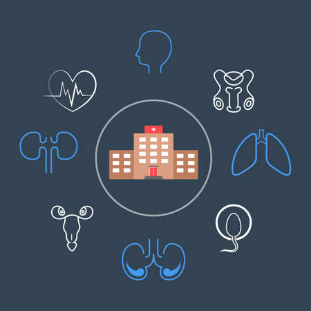 Medicine icon set. Idea of medical aid and emergencyのイラスト素材