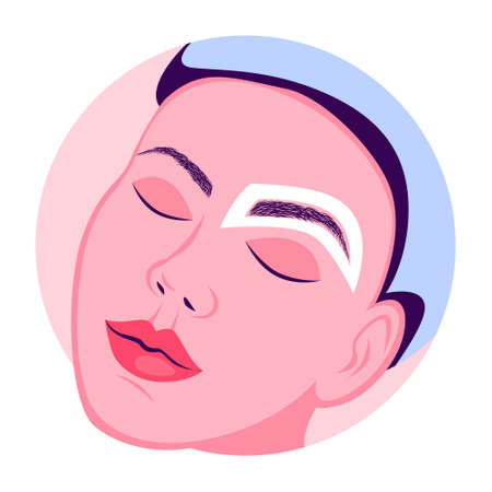Eyebrow extension and design process. Woman making