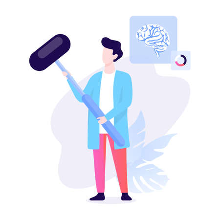 Neurologist doctor with a hammer. Clinic diagnostic, health treatmentのイラスト素材