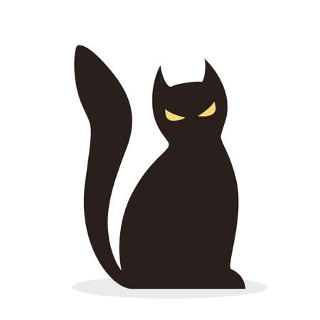 Black cat icon. Halloween symbol. Domestic petのイラスト素材