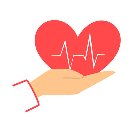 Hand holding heart icon. Idea of health treatment and helpのイラスト素材