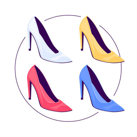 High heels set. Attractive female accessory, beautiful shoe.のイラスト素材