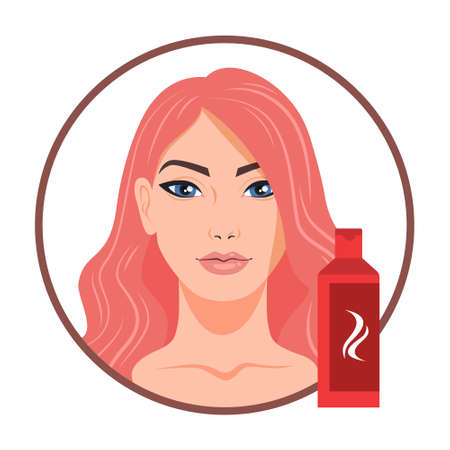 Beautiful woman with pink hair. Idea of fashion and glamourのイラスト素材