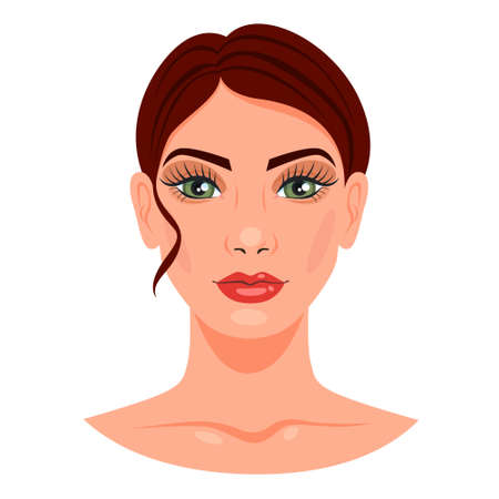 Woman portrait. Female character face with makeupのイラスト素材