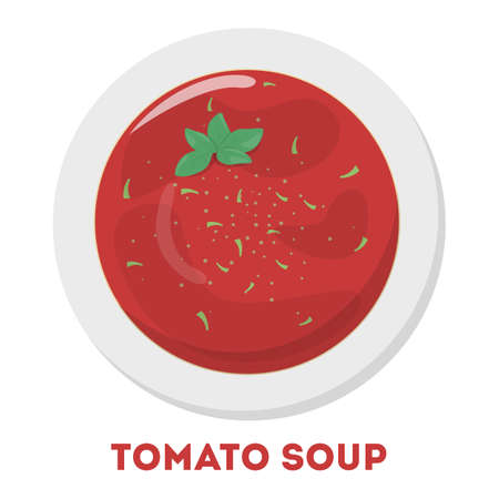 Tasty delicious tomato soup, red food in the bowlのイラスト素材