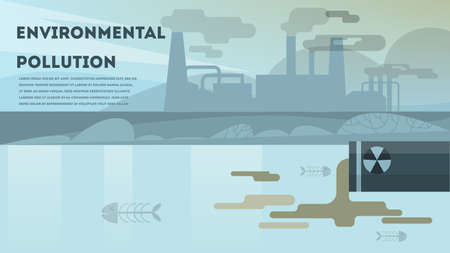 Water pollution concept. Toxic waste in the riverのイラスト素材