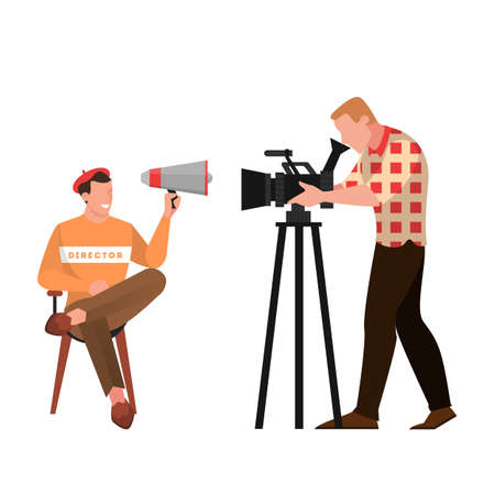 Film and movie director sitting on the chairのイラスト素材