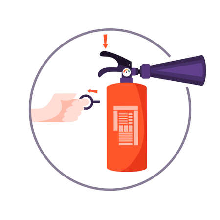 Red extinguisher. Emergency equipment for using in dangerのイラスト素材