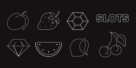 Casino icon set. Diamond, bell and cherry.のイラスト素材