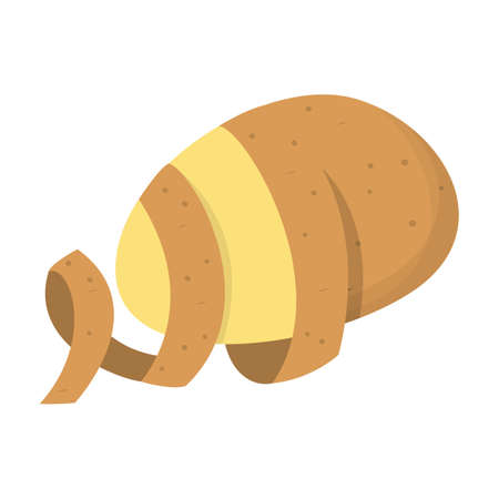 Peeled potato concept. Idea of cooking at home. Brownのイラスト素材