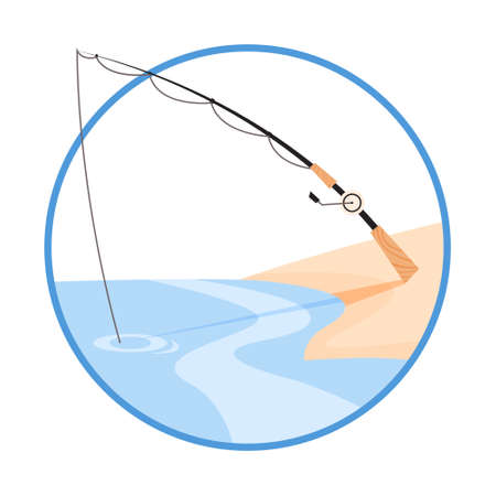 Wooden fishing rod. Accessory for fish catching. Outdoorのイラスト素材