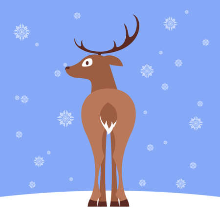 Christmas deer on winter. Cute animal with beautiful antlerのイラスト素材