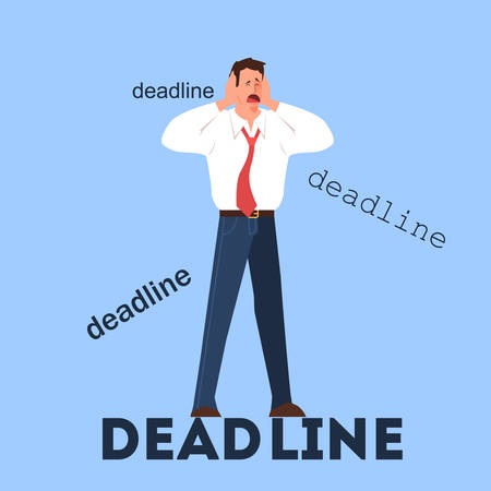 Man having stress in deadline and overworkingのイラスト素材