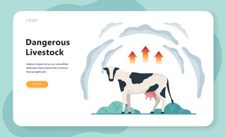 A cow as a natural sources of pollution. Methane pollution, eco problem.のイラスト素材