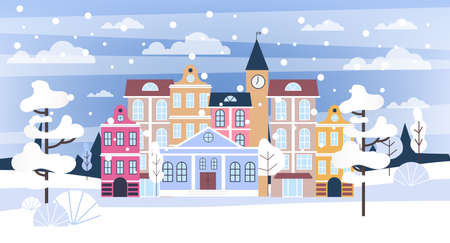 Winter City Vector Illustrationのイラスト素材