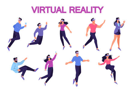 Illustration of people with glasses of vr.のイラスト素材