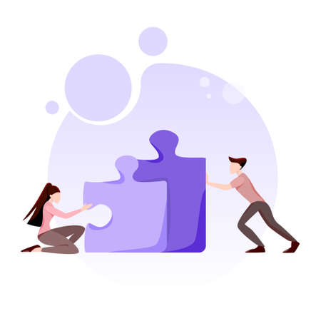 Hand holding jigsaw puzze piece. Idea of solution and success.のイラスト素材