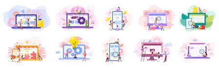 Set of website development banner. Web page programmingのイラスト素材