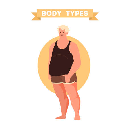 Male body shapes. Triangle and rectangle, pear and appleのイラスト素材
