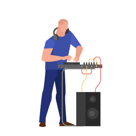 DJ person standing at the audio console. Club music, artisticのイラスト素材