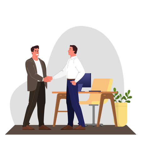 Two people shake hands as a result of agreement. Successful cooperation.のイラスト素材