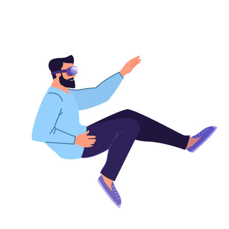 Vector illustration of person using a glasses of virtual reality. Concept of vrのイラスト素材