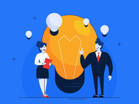Business people in suit with light bulb. Person with idea.のイラスト素材