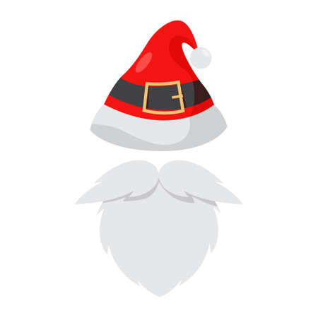 Isolated vector illustratiion of Santa Claus red and white hats,のイラスト素材