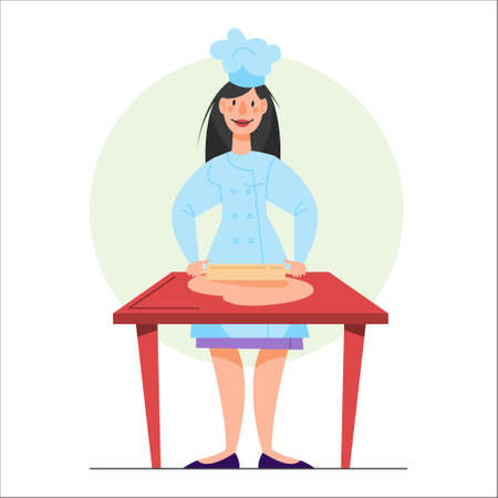 Collection of people in apron making tasty dishのイラスト素材