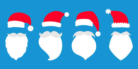 Set of vector illustratiion of Santa Claus hats, moustache and beard.のイラスト素材